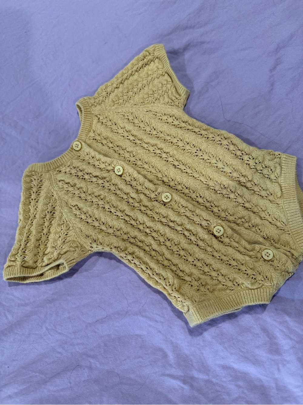 Zara Pale Yellow Cable-Knit Button-Front One-Piece